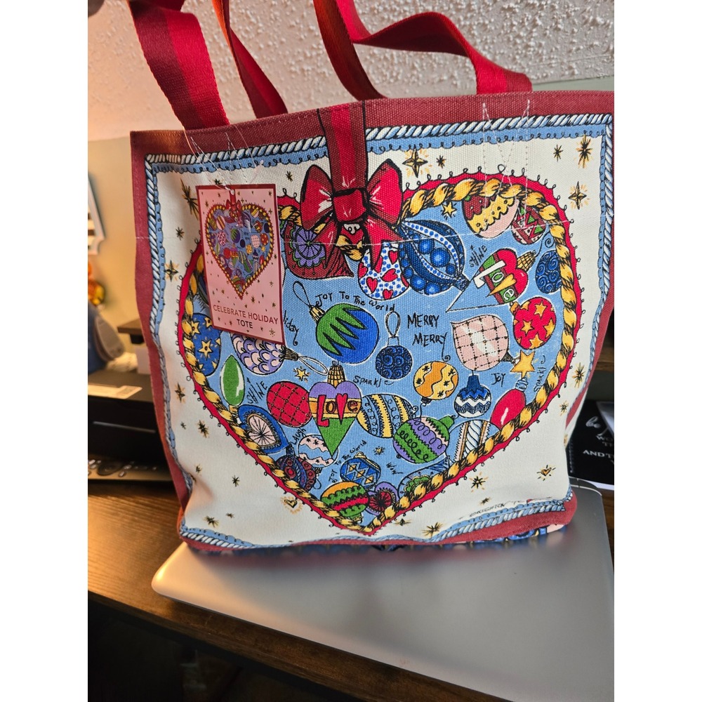 Brighton Celebrate Holiday Tote Tom Clancy Aasha Ramdeen Canvas Bag D30281 NEW